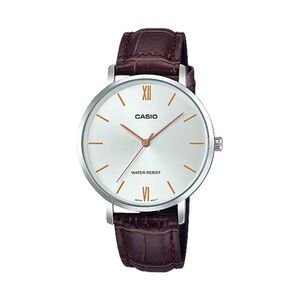 Casio Women’s Silver Dial Brown Leather Strap Watch – LTP-VT01L-7B2UDF